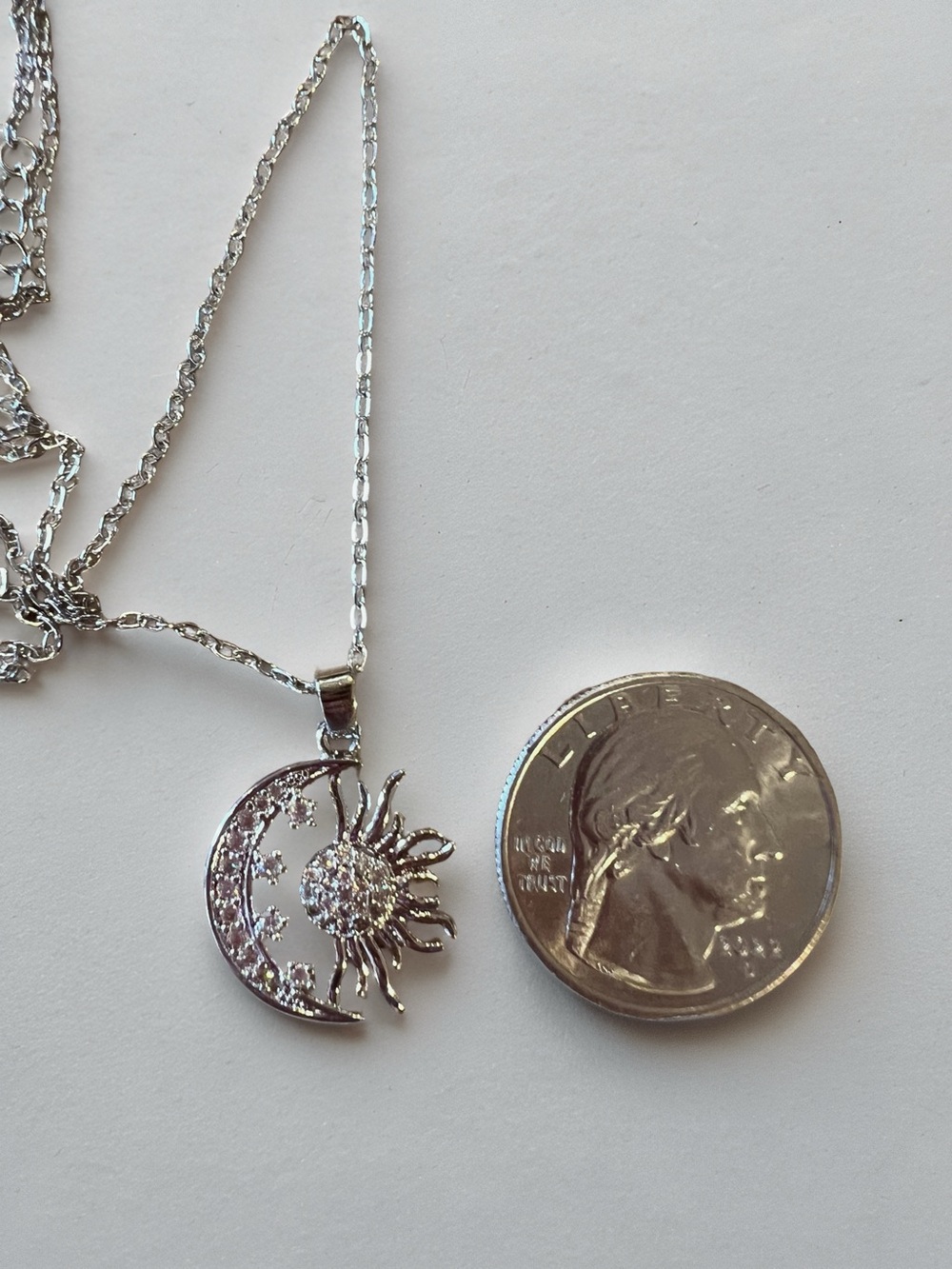 Silver Sun, Stars, and Moon Pendant Necklace - Celestial Sparkle - Picture 17 of 17
